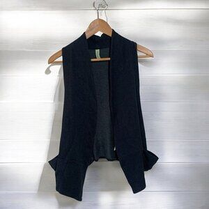 Final Touch Lightweight Sleeveless Wrap Vest Black Knit Jersey Racer Back Sz Sm